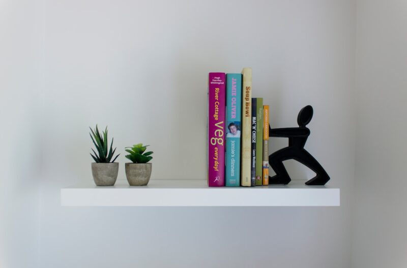Plank ophangen onzichtbare beugel voor moderne zwevende plank White book shelf and succulents