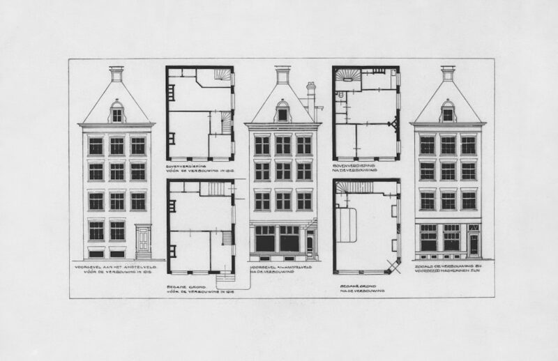 Zo bepaalt u de ideale woninggrootte bij nieuwbouw of verbouwing Titel: Verbouwing van een woonhuis. Beschrijving: gevel/plattegronden